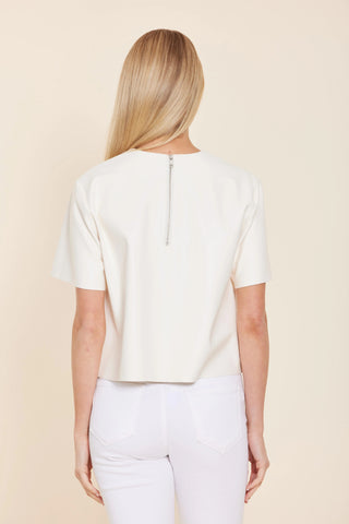 Vegan Leather Cropped Short Sleeve T-Shirt