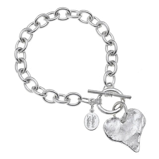 Silver Heart Chain Bracelet - Silver