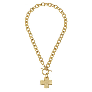 Gold Cross Front Toggle Necklace