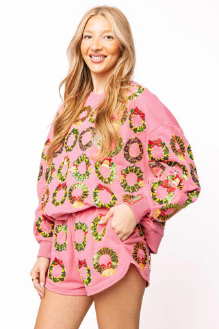 Hot Pink Multi Wreaths Sweatshirt