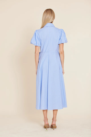 Poplin Double Waist Bow Midi Dress