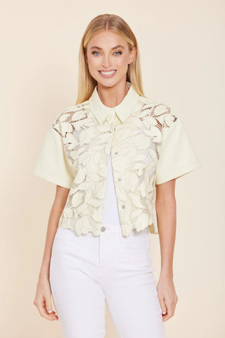 Vegan Leather Floral Cutout Top