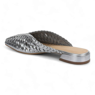 Woven Leather Slides - Silver - Size 8