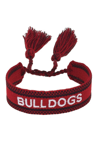 Georgia Bulldogs Woven Tassel Bracelet in Red