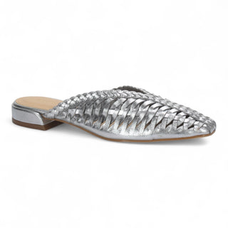 Woven Leather Slides - Silver - Size 6