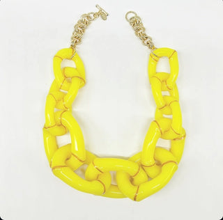 The Michelle Bamboo Link Necklace - Yellow