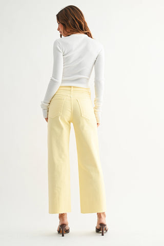Pastel Yellow - High Rise Utility Wide Leg