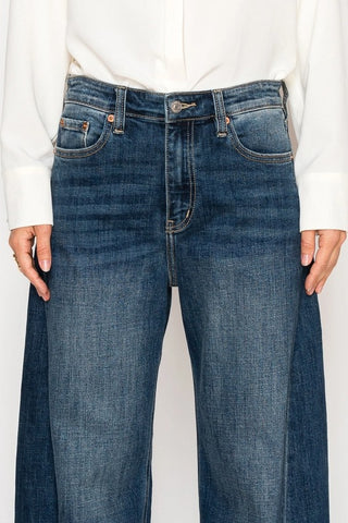 High Rise Relaxed Tapered Dark Wash Barrel Jeans
