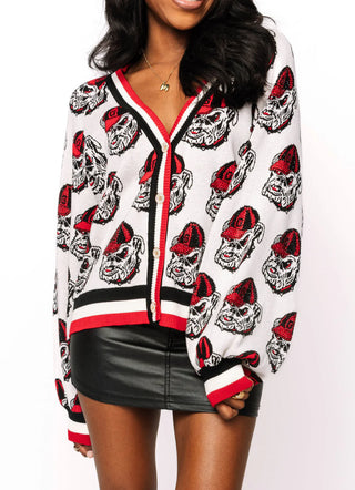 Licensed UGA Knit in Mascot Rhinestone Cardigan
