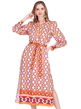 Split V-Neck Collar Maxi
