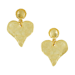 Gold Heart With Beaded Top Earrings