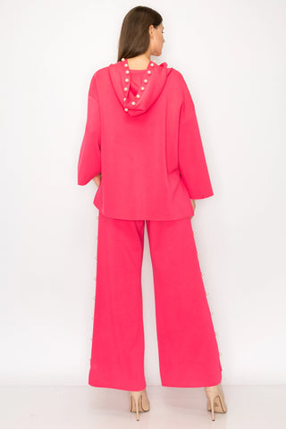 Farrah French Scuba Pearl Long Pant - Coral / M / 7426ft