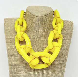 The Michelle Bamboo Link Necklace - Yellow