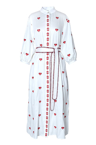 White Embroidered Heart Dress