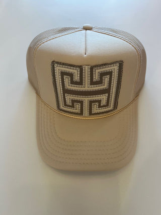 Sand Trucker w greek key textile