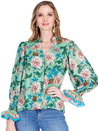 Split V-Neck Blouse