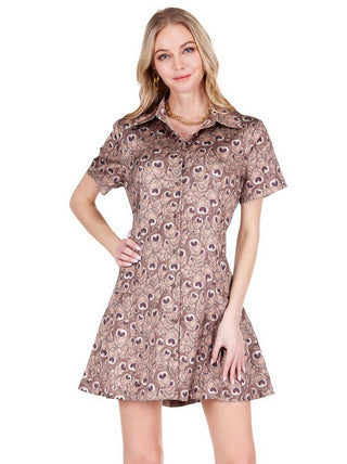 Pleated Hem Buttons Dress