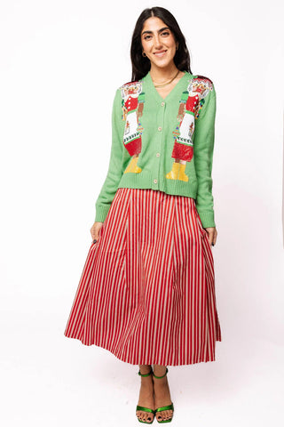 Green Mrs. Clause Button Up Cardigan