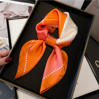 70cm Geometric Print Scarf - Orange