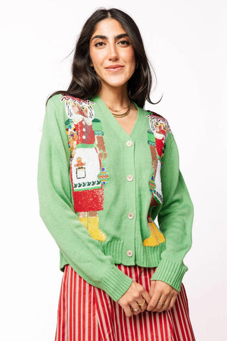Green Mrs. Clause Button Up Cardigan