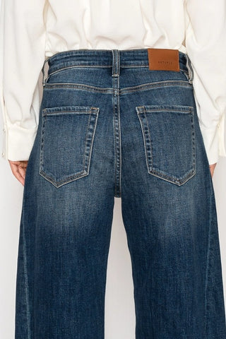 High Rise Relaxed Tapered Dark Wash Barrel Jeans