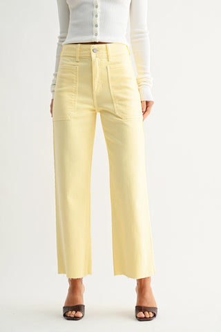 Pastel Yellow - High Rise Utility Wide Leg
