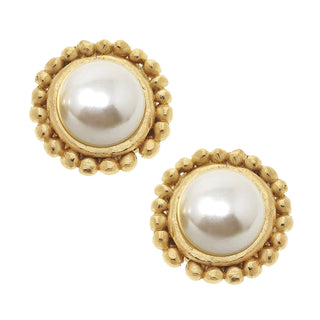 Gold with Coin Pearl Pierced Earrings