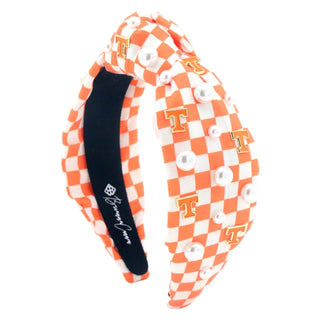 Tennessee Orange and White Checkerboard Tennessee Logo Headband