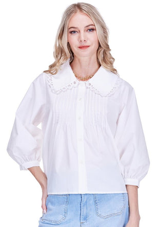 Pin Tuck Collar Blouse