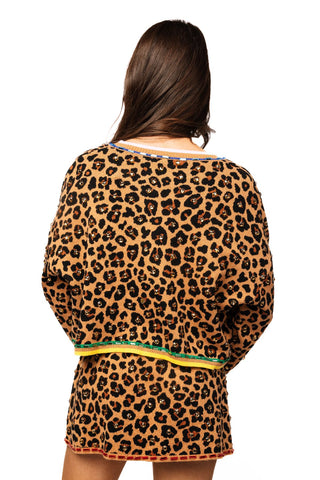 Leopard Multi Tie Rhinestone Sweater